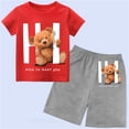 thumbnail image 4 of Conjunto de algodón con estampado de marca para niños, camiseta de dibujos animados, pantalones cortos, conjunto de verano para bebés, conjunto de manga corta para niños y niñas, 4 of 4