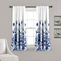 Lush Decor Zuri Flora Blue/Coral Curtains, 52 x 84