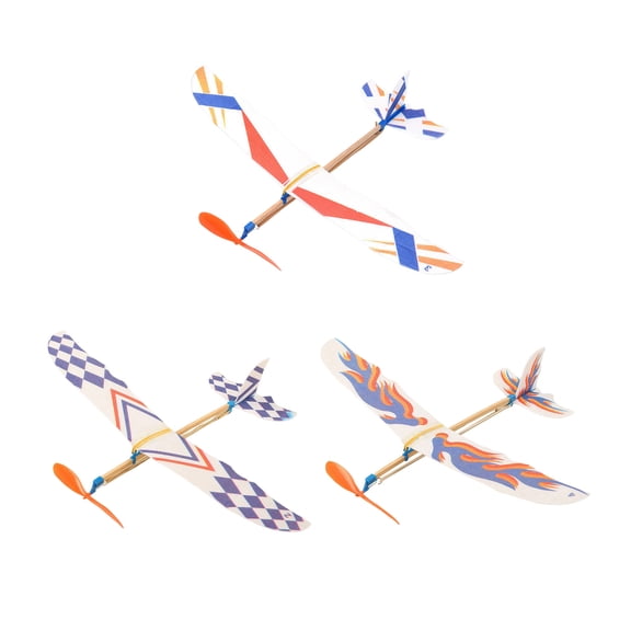 YIFAEUX 3Pcs Rubber Band Powered Aircraft Model Lightweight Kids Educational Throwing Glider Airplane Toddlers Boys Girls Outdoor Flying Plane Toy