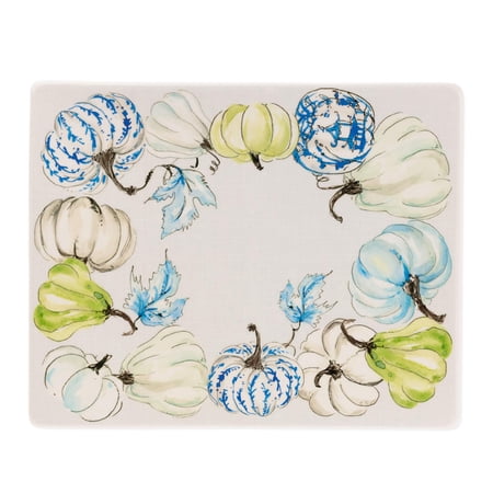 Boston International Ceramic Plate Fall Autumn Thanksgiving Rectangular Serving Dish, 10" x 8", Chinoiserie Pumpkins
