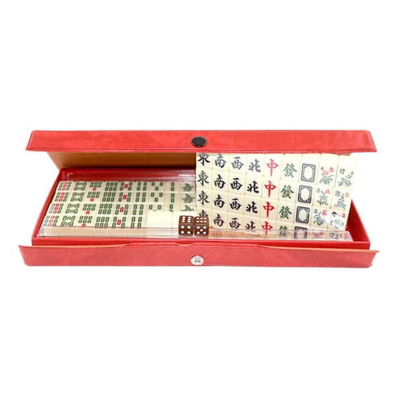 Portable Mini Mahjong Game Set Includes Four Tile Organizers For Small Space