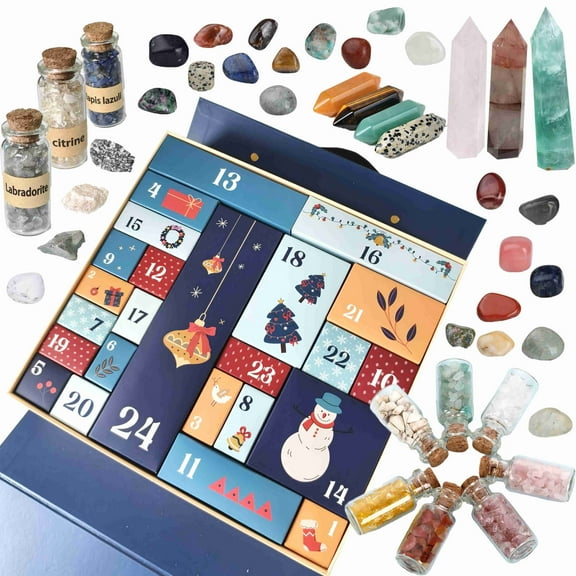 Gcvizuso Christmas Calendar, Advent Calendars, 2024 Christmas Advent Calendar 24 Natural Crystal Agate Fossils Day