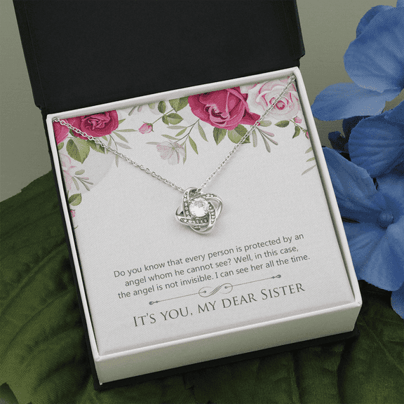 Dear Sister Gift Necklace, Gift Necklace For Sister, Birthday Gift Necklace For Sister, Love Knot Gift Necklace From Sister, Brother