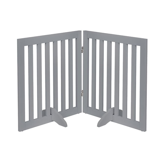 Unipaws Freestanding Pet Gate 24 inches High 2 Panels, Grey