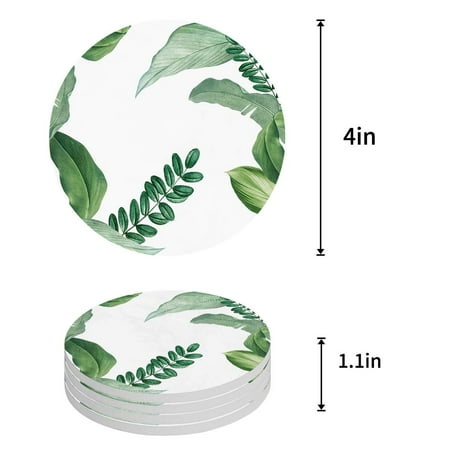 

ZHANZZK Tropical Plant Banana Leaves Set of 8 Round Coaster for Drinks Absorbent Ceramic Stone Coasters Cup Mat with Cork Base for Home Kitchen Room Coffee Table Bar Decor
