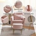 thumbnail image 2 of Accent Chair with Ottoman, Velvet Wingback Armchair with Lumbar Pillow and Footstool, Upholstered Single Sofa Chair with Golden Metal Legs, Leisure Armchair for Living Room, Bedroom, Office, Pink, 2 of 8