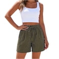 thumbnail image 2 of Qiopertar Women's Checkered Shorts Casual Loose Elastic Waist Shorts with Side Pockets Drawstring Sporty Comfy Lounge Pants, Brown M, 2 of 5
