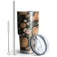 thumbnail image 2 of 30oz Fall Pumpkins and Flowers Pattern Tumblers Stainless Steel Tumbler with Lid and Straw,Vacuum Insulated Double Wall Travel Tumbler Cups Mug with Cleaning Brush for Coffee,Tea, 2 of 7