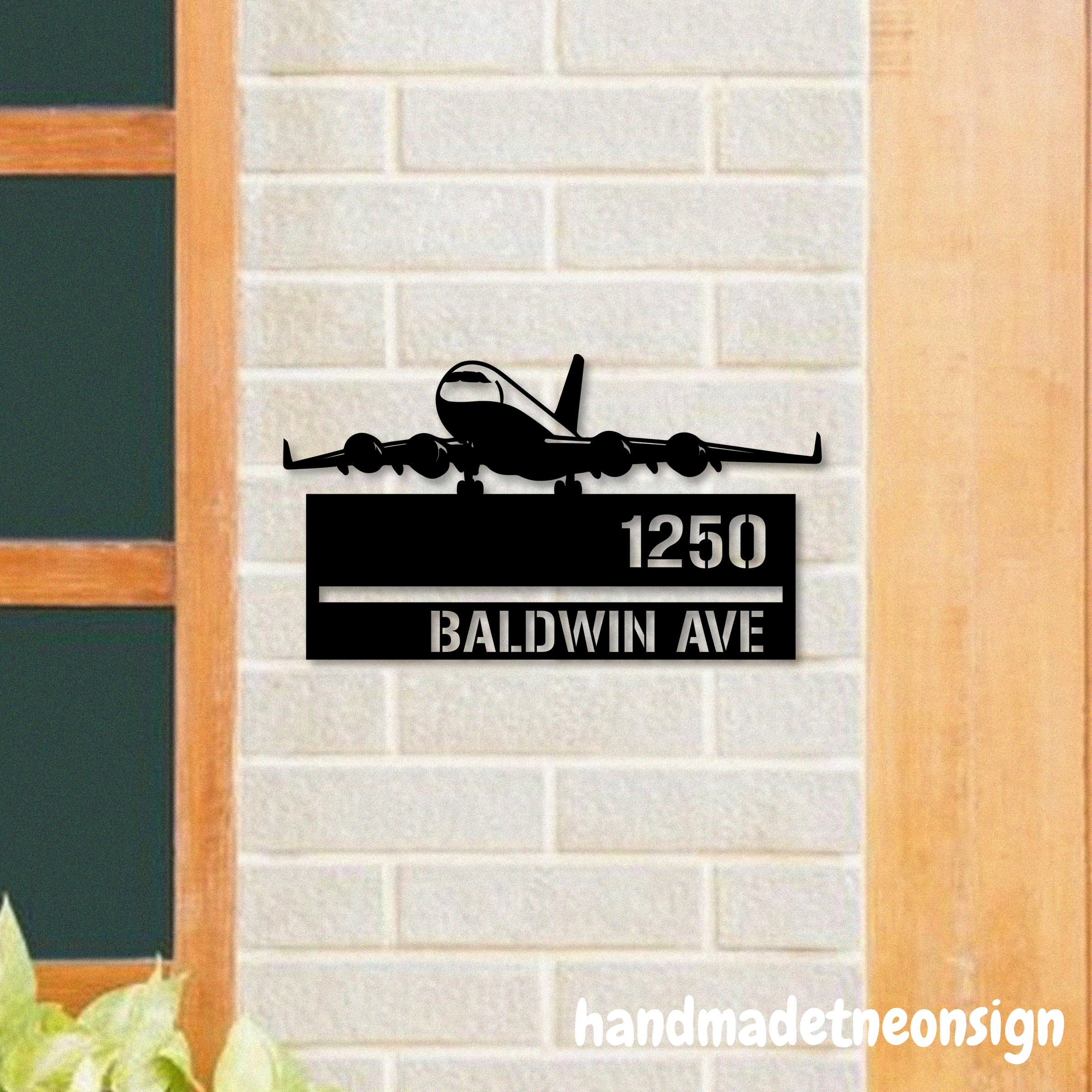 Handmadetneonsign Airplane House Number, Pilot Home Address Metal, Aircraft House Address Sign 70048