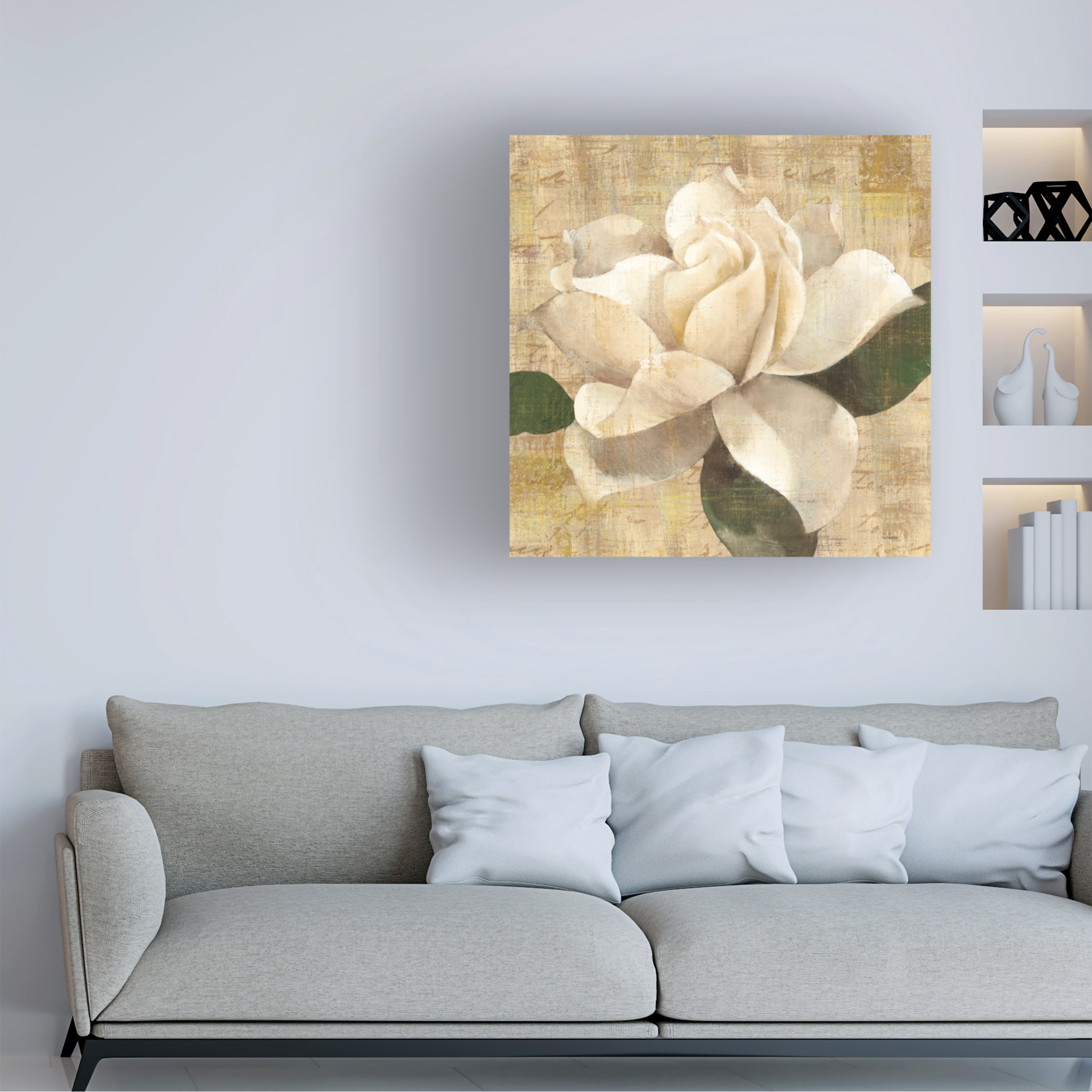 Trademark Fine Art 'Gardenia Blossom On Script' Canvas Art by Albena Hristova