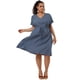 thumbnail image 1 of Women's Plus Size Dress V Neck Short SleeveLine Chambray Denim Dresses Dark Blue 4X, 1 of 6