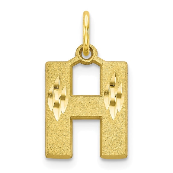 10K Yellow Gold Charm Pendant Themed Initial H