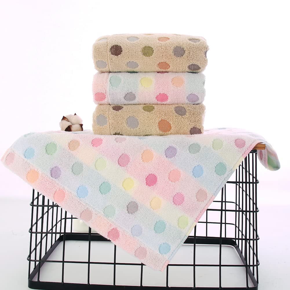 Pidada 100% Cotton Polka Dot Pattern Hand Towels for Bathroom Set of 4 (Beige)