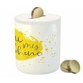 thumbnail image 3 of Saying Piggy Bank, Circular Color Splash Outspread Brushstrokes with Inspirational Words Valentines Concept, Ceramic Coin Bank Money Box for Cash Saving, 3.6" X 3.2", Yellow, by Ambesonne, 3 of 4