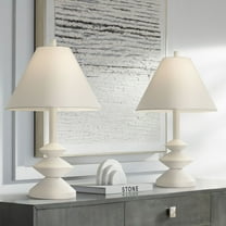 360 Lighting Ashely 24 1/2" High Mid Century Modern Accent Table Lamps Set of 2 White Finish Living Room Bedroom Bedside
