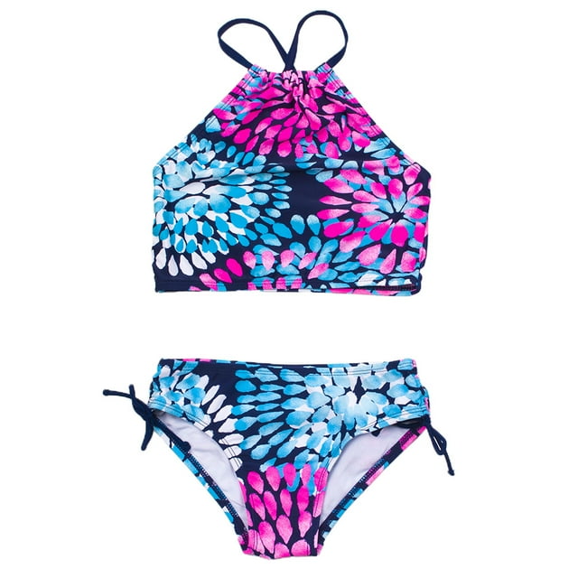 ZAXARRA 2 Pcs Maillot de Bain d'Été pour Enfants Hauts Floraux + Culottes à Cordon