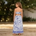 thumbnail image 3 of HAYIMI Child Bohemian Floral Summer Dress For Girls Casual With Ruffle Sleeves Versatile Special Occasion Back To School Swing Flowy Kids Sundress, 3 of 4