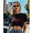 thumbnail image 4 of T Shirts for Women Short Sleeve Cotton Crewneck T-Shirt, Black Red Plaid Leaves Love Heart Tee Tops Casual Basic T-Shirts, XS-5XL Black 3XL, 4 of 7