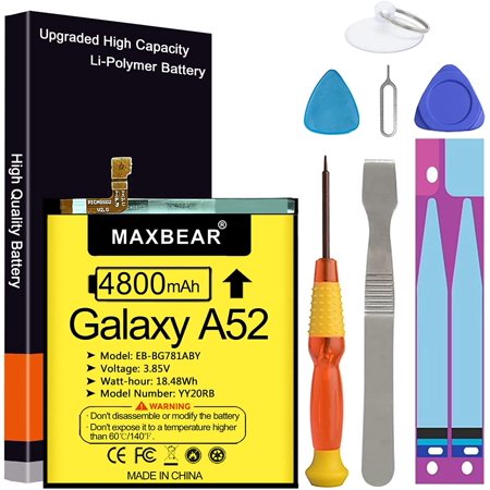 Galaxy A52 Battery, 4800mAh 3.85V Li-Polymer Replacement Battery EB-BG781ABY for Samsung Galaxy A52 (4G / 5G)