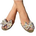 thumbnail image 4 of Anuirheih Summer Crystal Open Toe Flat Shoes Women's Lightweight Casual Outwear Sandals Sandals Women (Multicolor), 4 of 5