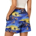 thumbnail image 5 of Pounoo Athletic Shorts Elastic Drawstring Waist Side Pocket Sunset Palm Tree Print Plain Detail Relaxed Fit Shorts Beach Breathable Halara Shorts for Women Gift, 5 of 7
