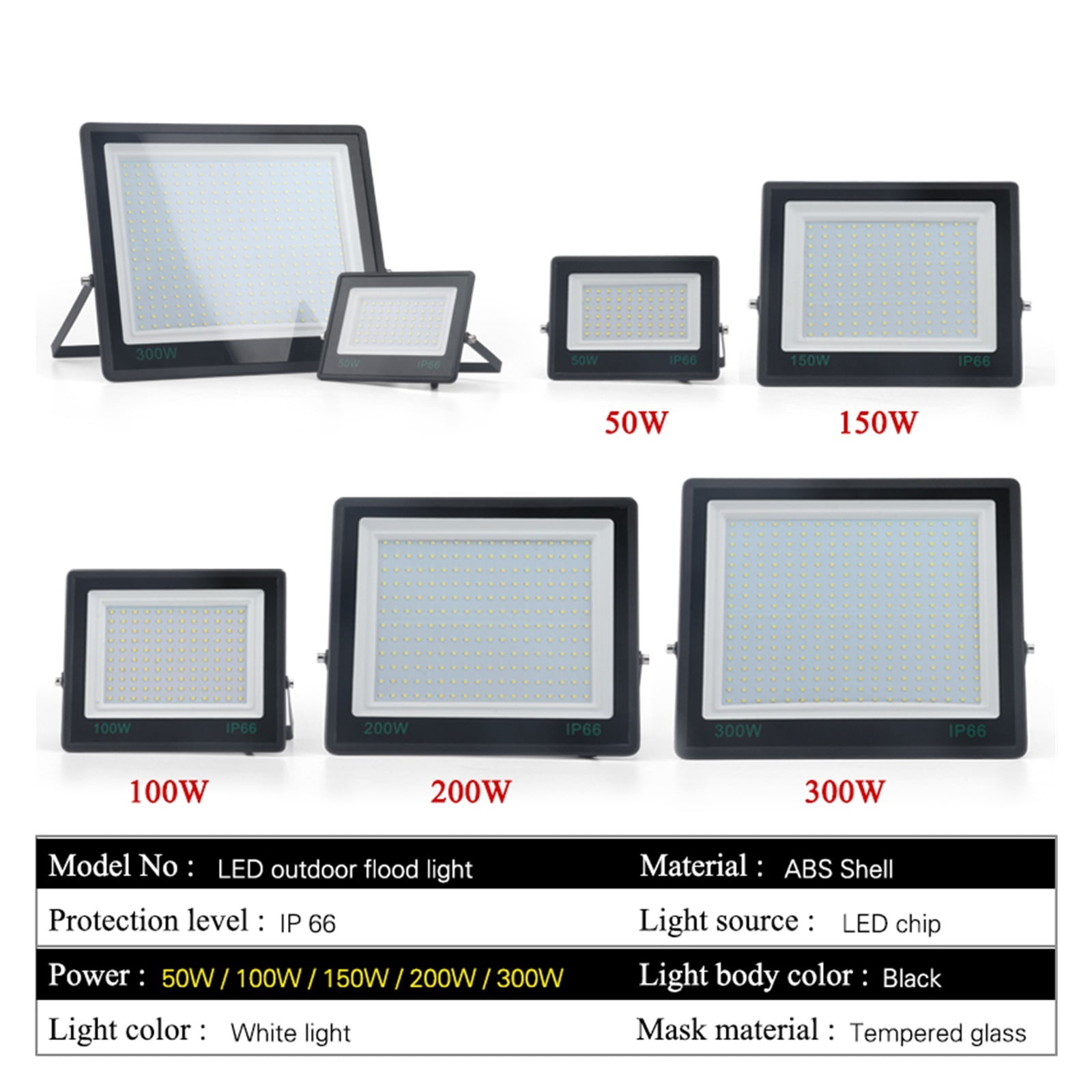 LED Floodlight MiNi Flood Lights Outdoor Lighting 50W 100W 150W 200W 300W Waterproof IP66 Street Light Spotlight Wall Lamp ,Easy to Install