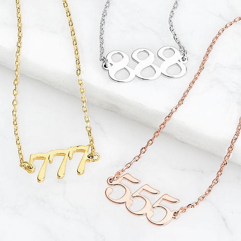 Personalized Planet Women's Petite Script Angel Number Necklace