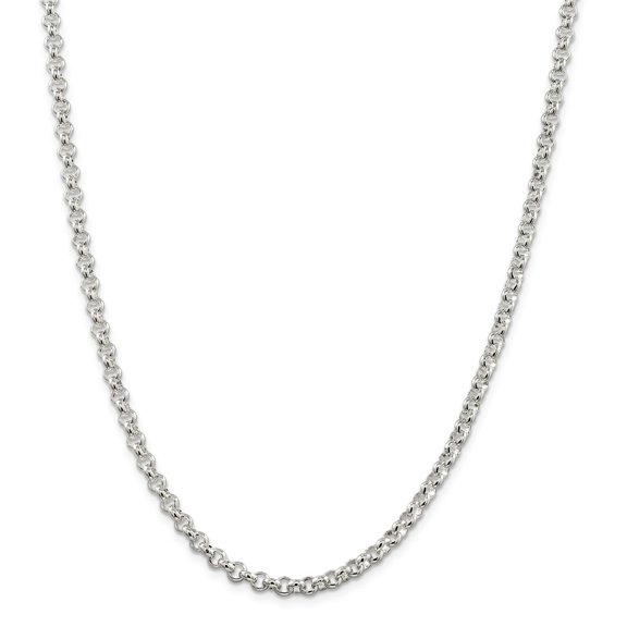 White Sterling Silver necklace Rolo chain 16 in 4.75 mm