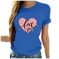 thumbnail image 2 of Valentines Day Gifts! Titcea Valentines Tshirt for Women Letter Print Crew Neck Short Sleeve Heart Shirt Loose Comfort Casual Shirts, 2 of 4