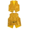 thumbnail image 3 of GiLiling Girls Sparkly Sleeveless Jackets Open Front Ribbed Dance Dress Vest with Pockets Kids Trendy Performance (Yellow, 3-4 Years), 3 of 3