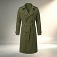 thumbnail image 2 of Mrmaere Men Lapel Trench Coat Double Breasted Belted Long Sleeve Outerwear For Business Daily Army Green XXL, 2 of 9