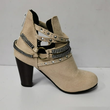 

Cathalem 2022 Women s European And American ACross Border Coarse Heel High Heel Sleeve Rhinestone Taupe Booties Women Boots Grey 8