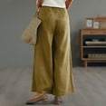 thumbnail image 3 of USNSM Women's Summer Cotton Linen Palazzo Pants Casual Loose Wide Leg Pants Boho Beach Pants Trousers with Pockets Khaki XL, 3 of 8