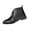 Black, variant on Womens Front Lace Up Embossed Ankle Boots, Pointed Toe Low Flat Heel Leather Short Booties Brown 5(36)