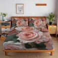 thumbnail image 1 of Flower Fitted Sheet Set with Pillowcase 3D Rose Printed Bedding Set Home Bedroom Decor,Queen (60"x80"), 1 of 5