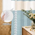 thumbnail image 4 of No Hook Shower Curtain, Simple Blue Shower Curtains for Bathroom with See Through Top Window, Vintage Country Vertical Striped Linen Texture Waterproof & Washable Bath Curtain 60"x72", 4 of 9