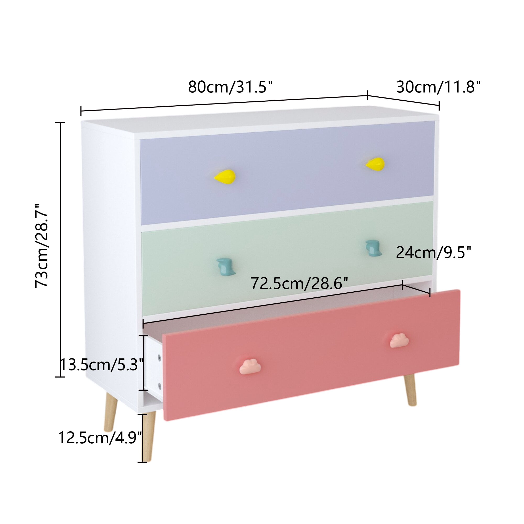 Yoneston 3 Drawers Dresser, MDF Modern White Chest of Drawers Closet Organizer with Storage for Hallway, Living Room,Kid's Room,Toddler Room
