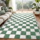 thumbnail image 1 of Alfombra FALARK a cuadros para dormitorio, 120 x 180 cm, color verde salvia y blanco, 1 of 8