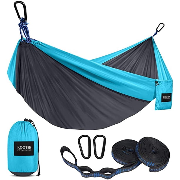Hamaca para acampar Hamacas portátiles dobles e individuales con 5 correas para árboles, hamacas de paracaídas de nailon liviano para mochileros, viajes, playa, patio trasero, patio, senderismo oso de fresa Hogar