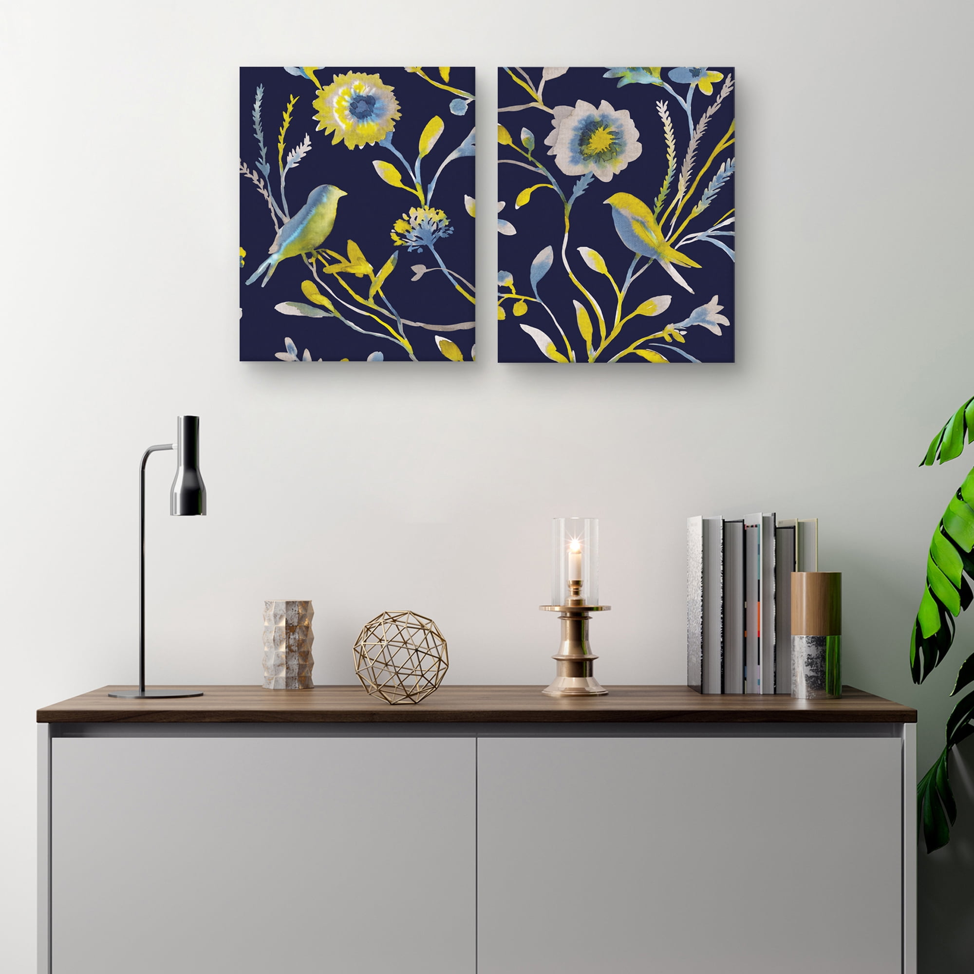 Meadow Chorus, Meadow Symphony by Sandra Jacobs Birds and Feathers Canvas Art Set of II