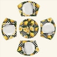 thumbnail image 2 of Yellow Lemons and Flowers on Checkered Background Round Table Placemats Set Of 5 Wedge Table Mats Washable Heat Resistant Place Mat For Dining Table Kitchen Farmhouse Restaurant, 2 of 6