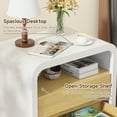 thumbnail image 5 of Set of 2 24" White & Walnut Nightstands, Modern Bedside End Tables with Curved Anti-Collision Design, 2 Drawers & Open Shelf for Bedroom, 5 of 9