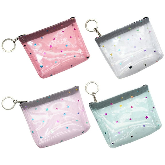 Chidian 4pcs Small Purses Clear Coin Purse Small Wallet Zipper Wallet Women Change Purse