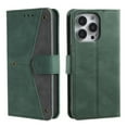 thumbnail image 7 of Phone Case for iPhone 14 Pro Wallet Cover with Wrist Strap, Splicing PU Leather Flip Case Card Holder Slots Kickstand Magnetic Closure for Women Men for iPhone 14 Pro, Green, 7 of 7