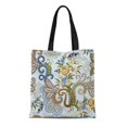 thumbnail image 1 of POGLIP Sac Fourre-Tout en Toile Tons Pastel Motif Cachemire Roses Marguerites Bleuets Sac à Provisions Réutilisable, 1 of 1
