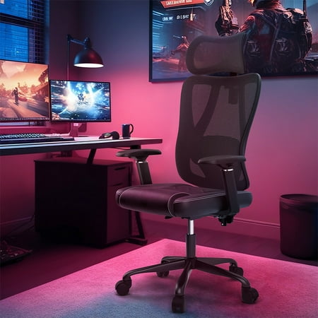 ACGAM - Ergonomic Mesh Gaming Chair with Lumbar Support - Black