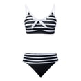 thumbnail image 4 of uvwlwu Women's Two Piece Striped Bikini Set with Bow Front Top and High Waist Bottom Bathing Suit,4XL, 4 of 5
