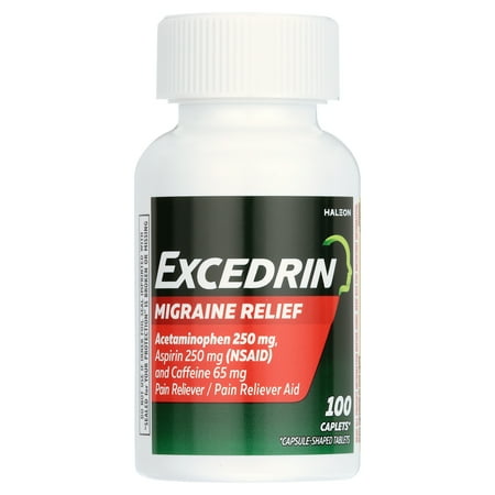 Excedrin Migraine Relief Caplets Acetaminophen, Aspirin and Caffeine, 100 Count