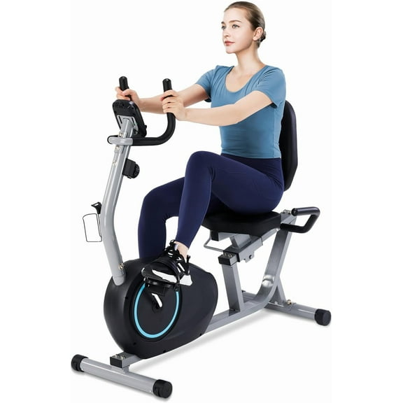 Recumbent Exercise Bike for Seniors - Recumbent Bikes with Comfortable Seat, Pulse Sensor, Resistance, LCD Monitor