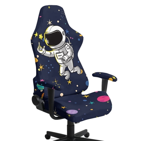 HELLHERO Astronaut Space Pattern Dust Protection Gaming Chair Cover with Armrest Covers for Office Bedroom, Breathable with Elastic Bottom 4 Pcs Gaming Chair Seat Cover with Armrest Slipcovers